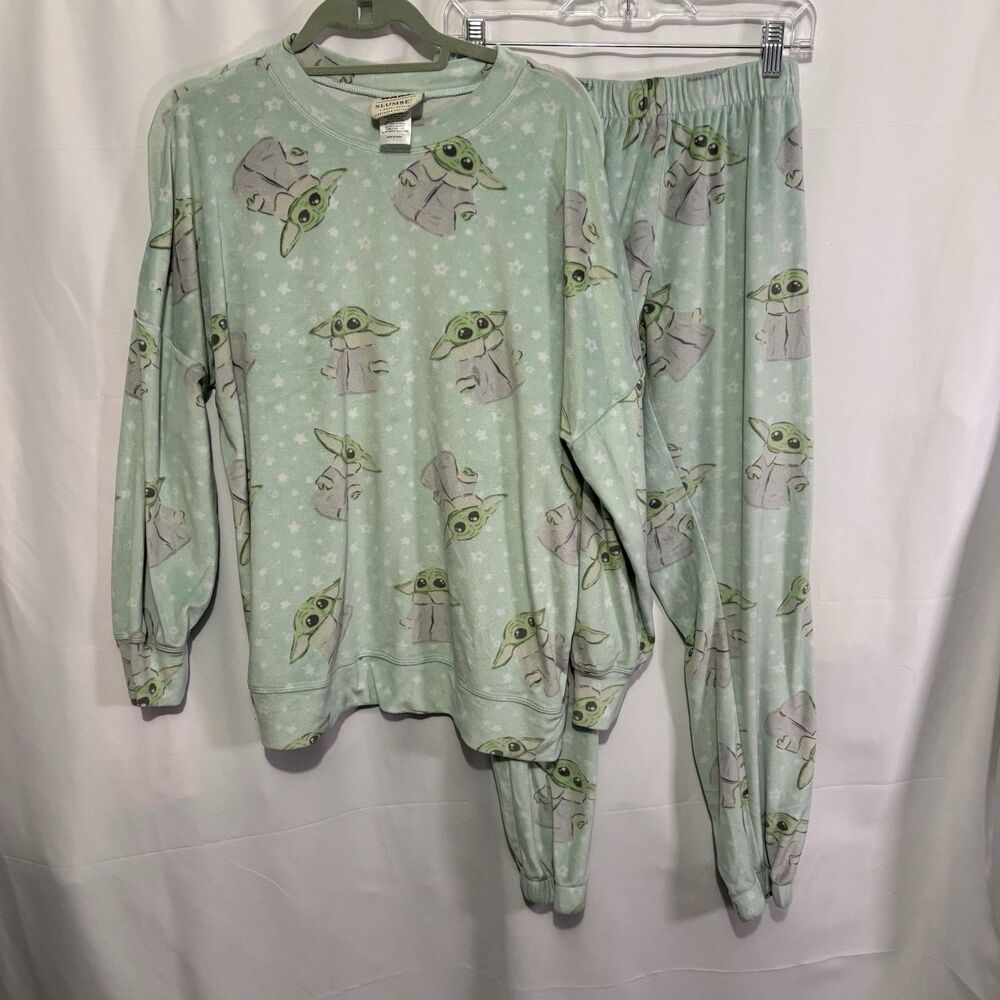 Star Wars Slumber Munki Munki Pajamas Two Piece Jogger Fleece Baby Yoda Grogu L